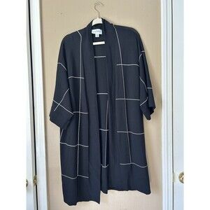 Joseph Ribkoff Check Print Staple Cardigan Open Front Vicose Black Size Medium